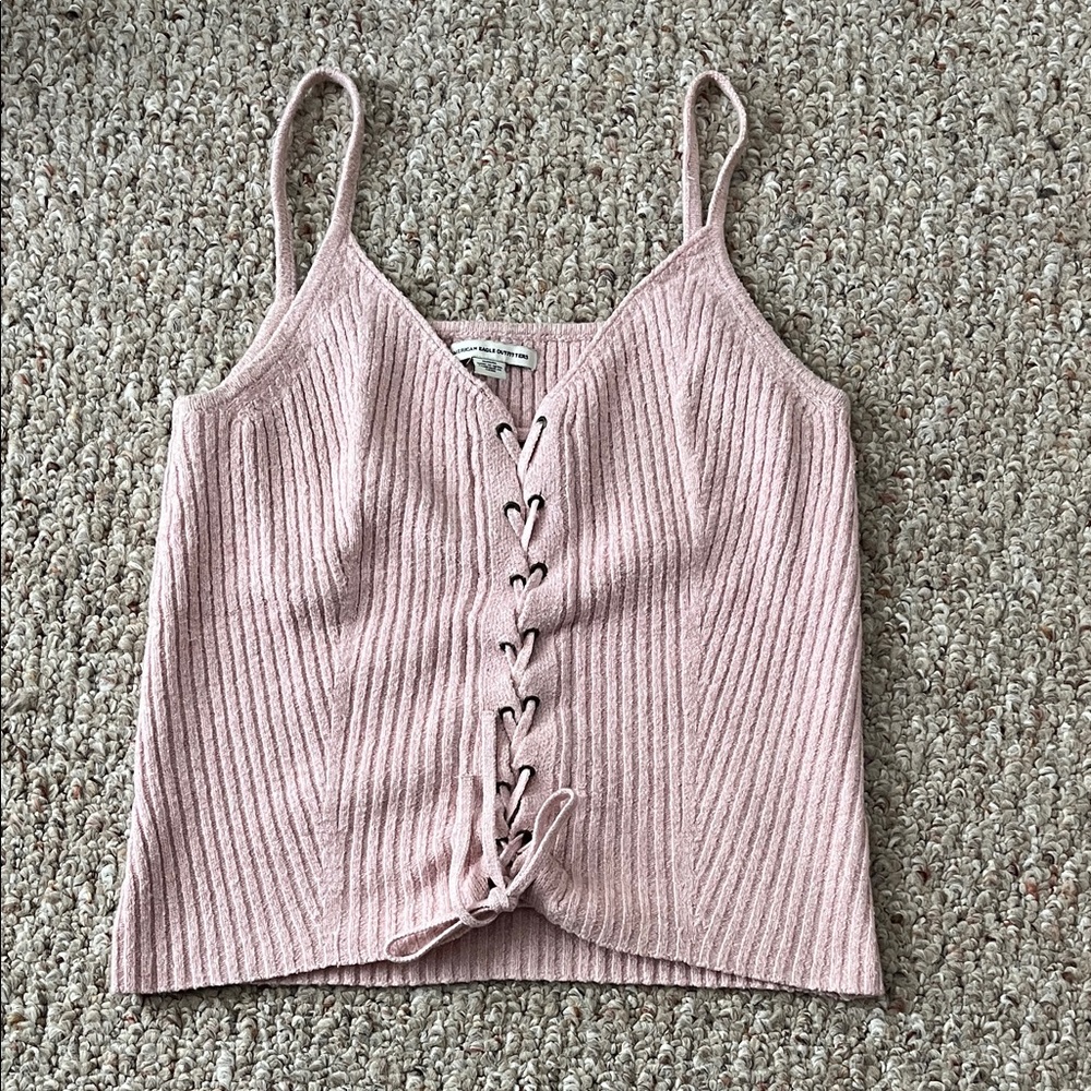 American Eagle Outfitters Blush Lace-Up Camisole